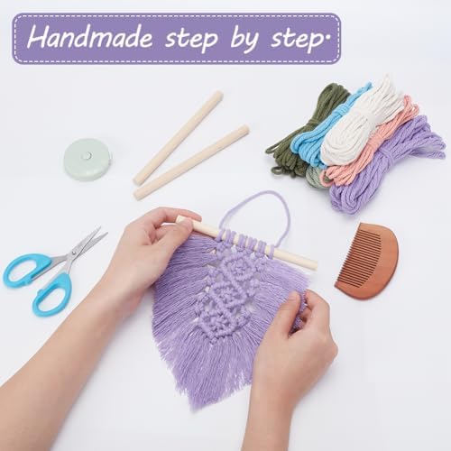 FREEBLOSS 6 Set DIY Macrame Leaf Wall Hanging Beginners Macrame Kit Leaf Woven Tapestry Feather Wall Hanging 6 Color DIY Macrame Kit for Adults Birthday Gift - Image 5