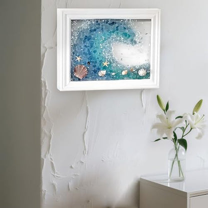 Mosaic Kit for Adults Ocean Inspired Sea Art - Shell Wall Decor Set DIY Tools, Complete Resin, Framework, Mosaic Stained Glass Pieces, Creative Craft Kits for Beginners, Handmade Birthday Gifts - Image 2