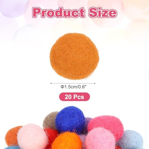 PATIKIL Wool Felt Balls Beads Wool Felting Pom 1.5cm 15mm Orange Red for Home Decor DIY Crafts Handcrafts Project Pack of 20 - Image 2