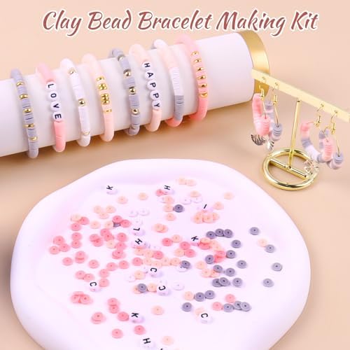 3500 PCS Clay Beads Bracelet Making Kit, Pink Gray Beads for Crafts - Image 2