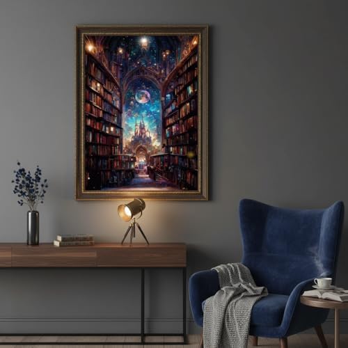 koemhxb Magical Library Paint by Numbers Kit for Adults Beginner Fantasy Acrylic Painting DIY Art Canvas by Number Kits for Gifts Home Wall Decor 16x20 Inch - Image 6