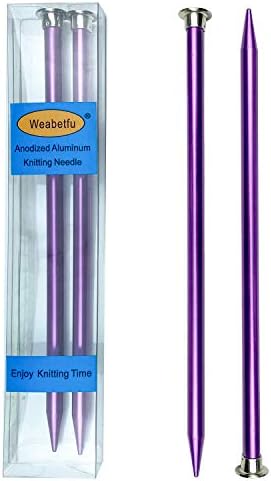 Weabetfu Aluminum Metal Knitting Needle,Colored Straight Single Pointed,10-inch Length for Handmade DIY Knitting,Size US 11(8.0mm) by Weabetfu