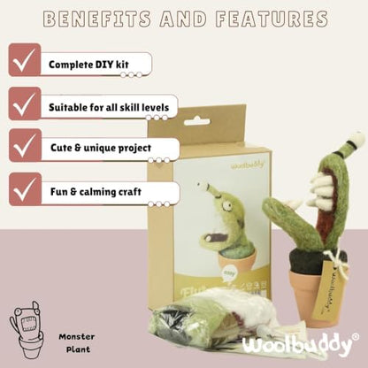 Woolbuddy Needle Felting Starter Kit (Venus Flytrap) for Adults with Tool - Image 4