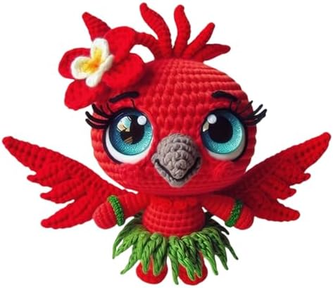 FRANDEK DIY Red Bird Crochet Kit for Adults, Cute Plush Animal Set by FRANDEK