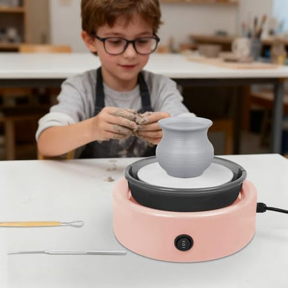 GONGDUN Mini Pottery Wheel Machine for Beginners Adults & Kids Adjustable Speed Electric Pottery Wheel with Foot Pedal Complete Clay Craft Kit DIY Projects for Home & Classroom (Pink) - Image 3