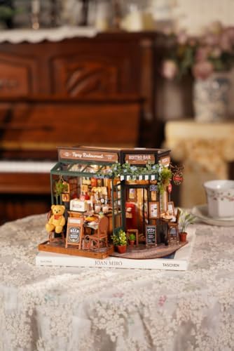 Rowood Miniature House Kits for Adults,DIY Mini House Building Set,Wooden Dollhouse Craft Kit with LED as Birthday (Tipsy Restaurant) - Image 2
