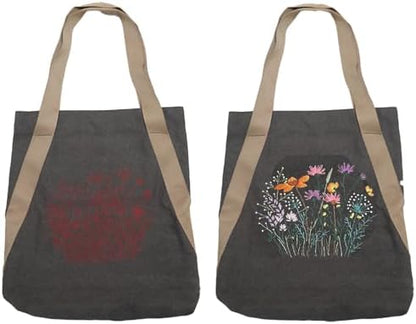 VWV-Whizzing Embroidery Canvas Tote Bag DIY Kit for Beginners, Complete with Pattern, Hoops, Color Threads, Tools & Detailed Instructions for Adults (15X16.5(in) Grey) - Image 3