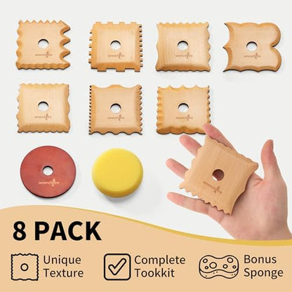 Pottery Ribs Tool Set, Clay Ceramic Shaping & Smoothing Tools, Pottery Foot Shaper Trimming for Carving,Beech Wood (8 Pieces) - Image 2