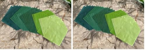 Natural Fiber Mulberry Paper Sheets 6 x 6 Inches, 50 PCS Handmade Craft Paper for Origami, Scrapbooking, Card Making, DIY Decoration, Mixed Media Art (Green Tone, 6x6 Inch) (Pack of 2) by RATREE888