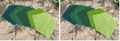 Natural Fiber Mulberry Paper Sheets 6 x 6 Inches, 50 PCS Handmade Craft Paper for Origami, Scrapbooking, Card Making, DIY Decoration, Mixed Media Art (Green Tone, 6x6 Inch) (Pack of 2) by RATREE888