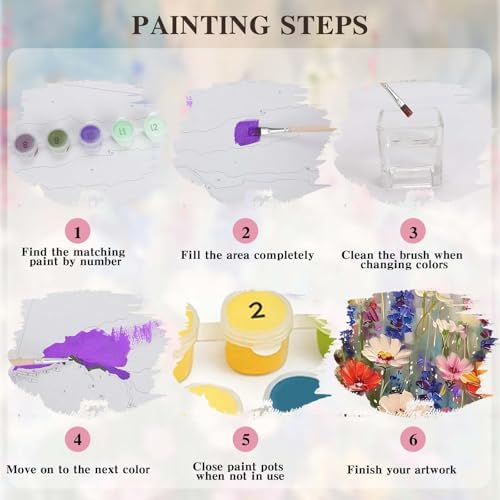 Alptiny Wild Flowers Paint by Numbers Kit for Adults Beginner, Colorful Flower Paint by Number Kits on Canvas, DIY Floral Oil Painting Kit for Relaxation & Home Decor, 16x20 Inch - Image 7