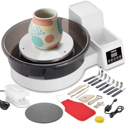 VEVOR Pottery Wheel for Adults, 14" and 11" Turntables, 450W Electric Table Top Pottery Wheel with Foot Pedal, 30-300 RPM Adjustable Speed, Detachable Basin, for Beginners, DIY Clay Art Craft, White by VEVOR