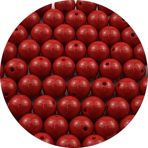 60pcs Acrylic Round Beads for Crafts 14mm Resin Candy Color Spacer Beads with Hole for Jewelry Making Sewing Crafts Decoration Necklaces Bracelets Earrings Supplies(Red) by Unknown