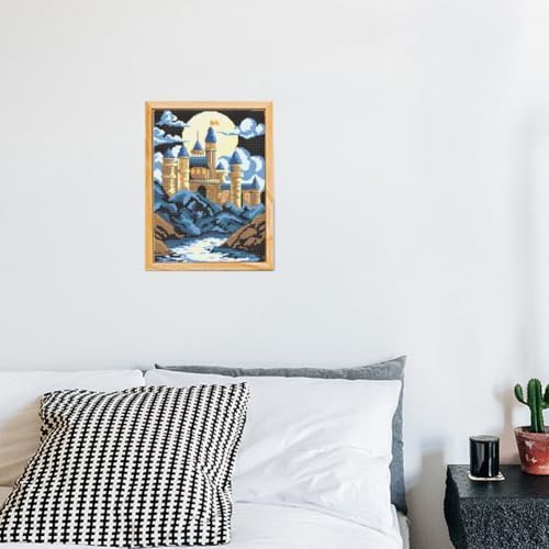FREEBLOSS DIY Cross Stitch Wall Painting Castle Pattern Cross Stitch Kit Home Wall Decor 11CT Cross Stitch Starter Kit with Instruction Stamped Cross Stitch Counted Kit for Beginners, 28 * 38cm - Image 6