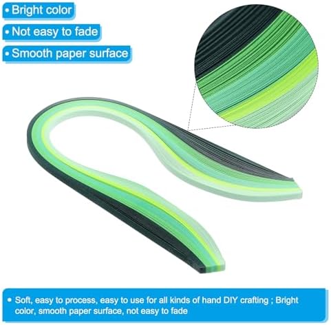 PATIKIL 600pcs Rainbow Quilling Strips Paper 3/16"(5mm) 15" Gradient Green - Image 3