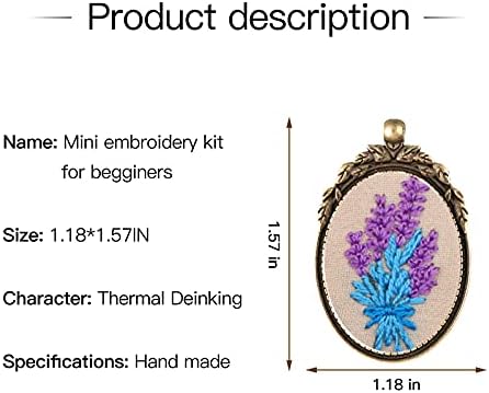 ZOCONE 6 Packs Embroidery Necklace Kits, Embroidery Pendant Kit Mini Cross Stitch Kit with Hoop, Necklace, Pendant, Brooch, Stamped Pattern Cloth, Instructions, etc. Embroidery Kits for Adults - Image 2