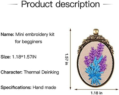 ZOCONE 6 Packs Embroidery Necklace Kits, Embroidery Pendant Kit Mini Cross Stitch Kit with Hoop, Necklace, Pendant, Brooch, Stamped Pattern Cloth, Instructions, etc. Embroidery Kits for Adults - Image 2