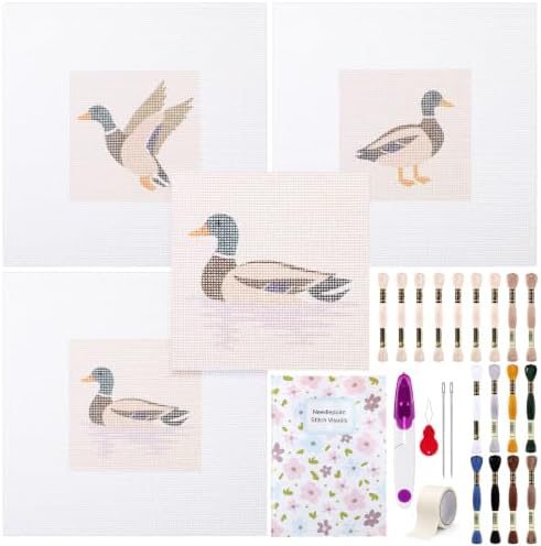 Irenare 3 Sets Mallard Needlepoint Kit for Beginner Embroidery Cross Stitch by Irenare