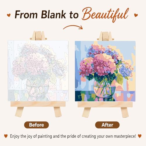 AUKELHJ Framed Paint by Numbers Kit for Adults, Hydrangea, 10x10 inch - Image 4