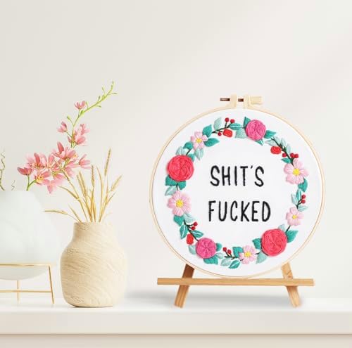 Louise Maelys Funny Floral Embroidery Kit for Beginners DIY Decor - Image 6