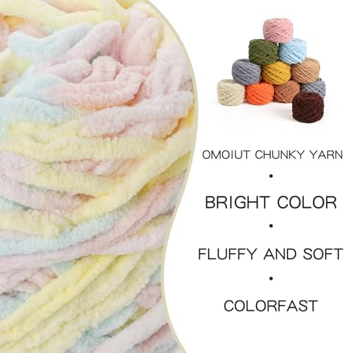 Plush Chenille Chunky Yarn 100g (49.2yd) - Fluffy Velvet Yarn Crochet for Blanket Knitting and Crocheting - Baby Yarns for Crocheting Soft - Amigurumi Yarns (Macaron) - Image 2