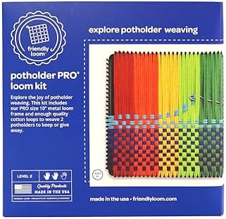 Harrisville Designs Friendly Loom Potholder Pro Weaving Kit | 10”x10” Sturdy Metal Loom and Quality Cotton Weaving Loops | Complete Kit to Weave 2 Large, Durable Potholders | Made in the USA - Image 2