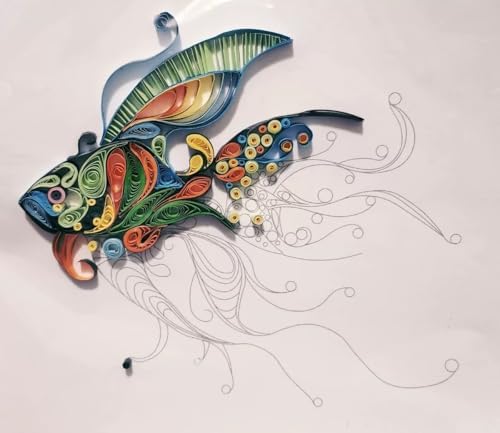 Fish Paper Quilling Kit Paper Quilling Adult Craft Great for DIY Craft Workshop, Home Decoration, Birthday Gift,Adult Friend interaction.It's Suitable for Adult and Craftsmen.Creative Stress Reliee. - Image 4
