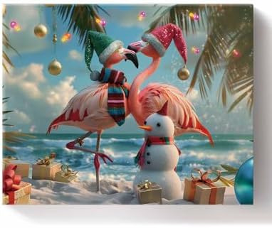 Sunteeny Paint by Number for Adults Beginner Christmas Ocean Snowman Beach Flamingo Palm Abstract Art DIY Digital Oil Painting by Numbers Picture Drawing On Canvas Framed 16"x20" by Sunteeny