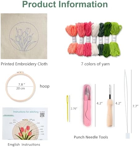 Punch Needle Kit for Beginners Tulip DIY Craft Set Relaxing Video Tutorial - Image 5
