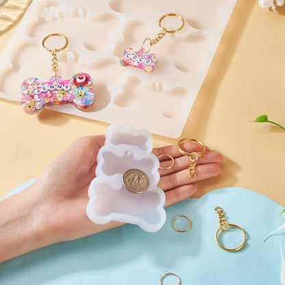 Dog Bone Silicone Mold Pet Tag Silicone Molds DIY Keychain Silicone Molds Kit for Epoxy Resin Crafts Christmas Earring Bracelet Necklace Jewelry Making - Image 6