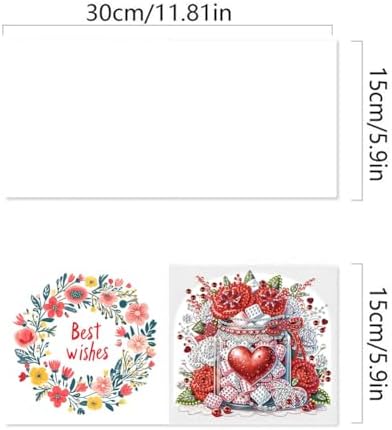 6 Pcs Diamond Painting Greeting Cards Kit Rose Flower Candle Heart with Envelopes, 5D DIY Special Shaped Rhinestone Art Card Making Kits for Adults, Holiday Blessing Postcards, Creative Craft Gifts - Image 6