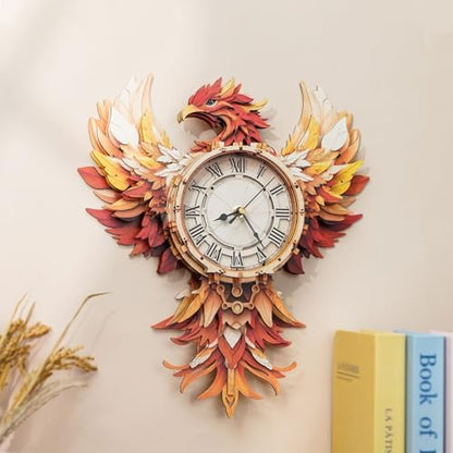 3D Puzzles for Adults, Phoenix Wall Clock 3D Wooden Puzzles Clock Kits for DIY Birthday Gift for Women Men Home Decor Holiday Christmas - Image 5