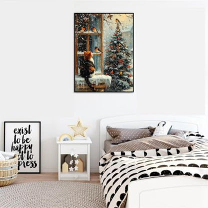 Canrichshop Cat Paint by Numbers Kit for Adults,Winter Painting by Numbers,DIY Acrylic Paint Beginners Without Frame,Christmas Paint by Number Canvas for Decor 16x20inch - Image 4
