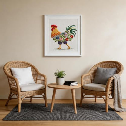 Herdiese Embroidery Kit for Beginners, Rooster Flower Set with Hoop - Image 6