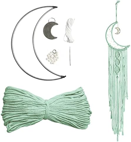 JeogYong Macrame Kit, DIY Moon Dream Catcher Macrame Kits for Kids & Adults Beginners, Includes Metal Hoop Rings Macrame Cord or More Craft Supplies and Materials for Bohemian Wall Decor Dreamcatcher by JeogYong