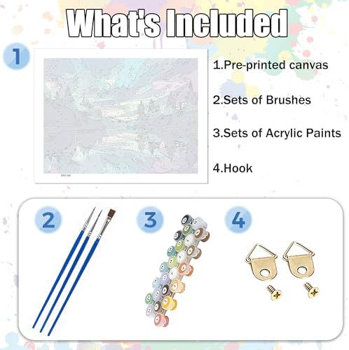 Hutarosl Paint by Numbers for Adults-Aurora Paint by Number Canvas for Adults,Starry Sky Paint by Number Adult,Aurora DIY Oil Painting Kits for Gifts Home Decor 16x20in - Image 4