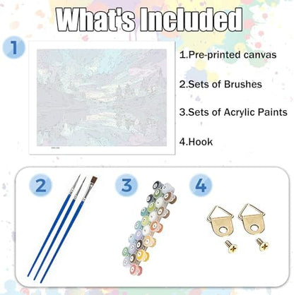Hutarosl Paint by Numbers for Adults-Aurora Paint by Number Canvas for Adults,Starry Sky Paint by Number Adult,Aurora DIY Oil Painting Kits for Gifts Home Decor 16x20in - Image 4