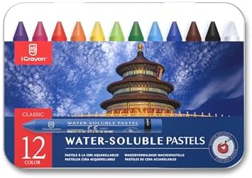 12 Colors Water-Soluble Pastel Crayons Set, Multi-Technique Art Kit with Brush & Palette, Versatile for Watercolor, Oil Pastel & Ink Effects, Easy Blending for Beginners, Sketching & Creative Drawing by ColorYourWorldwithiCrayon
