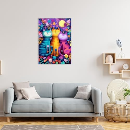 MAXBYE Framed Paint by Numbers Kits for Adults, Colorful Cat Paint by Numbers Kit for Adults with Wooden Easel, Easy DIY Oil Painitings Kits with Tools for Beginners Gift Home Wall Decor 10×14 Inch - Image 4