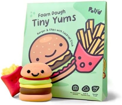Pott’d Foam Dough Collectibles Air Dry Clay Kit for Adults, DIY Crafts Includes Clay Tools, Colourful Foam Clay, Guides for Mini Food Characters, Plant Projects and Date Night Creations by Pottd