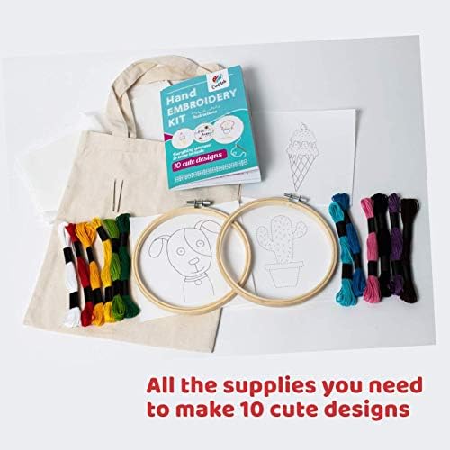 CraftLab Embroidery Kit for Kids - Beginner Sewing Kit with 10 Projects, Hoops, Thread, Patterns - Image 3