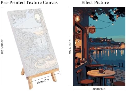 4 Pack Framed Paint by Numbers Kit for Adults Coffee with Wooden Easel - Image 3