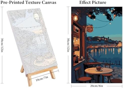 4 Pack Framed Paint by Numbers Kit for Adults Coffee with Wooden Easel - Image 3