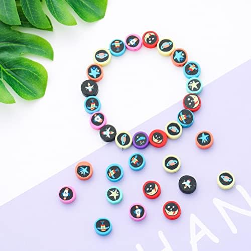 100pcs Outer Space Polymer Clay 10mm Spacer Beads for Women Jewelry Making DIY Bracelet Necklace Hair Clip (Outer Space) - Image 2