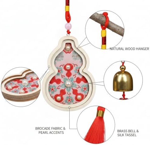 14.96 Inch Wooden Craft Kit with Red Brocade and Pearls for Assembly - Image 6