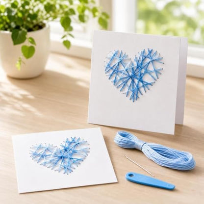 MotiveTech DIY Heart Embroidery Card Kit, Beginner Greeting Card Craft Kit, Paper Embroidery Kit for Confession, Handmade Card Kit, Heart Embroidery Thread Greeti (#4354) - Image 6