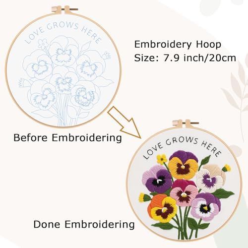 Nuberlic Embroidery Kit for Beginners, Pansy Needlepoint Kit - Image 5