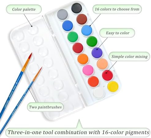 Watercolor Workbooks, 16 Colors Water Color Books Paint Set for Adults, Watercolor Coloring Book for Beginners, Water Color Workbook, 15 Beautiful Paintings for Beginners (Birds) - Image 3