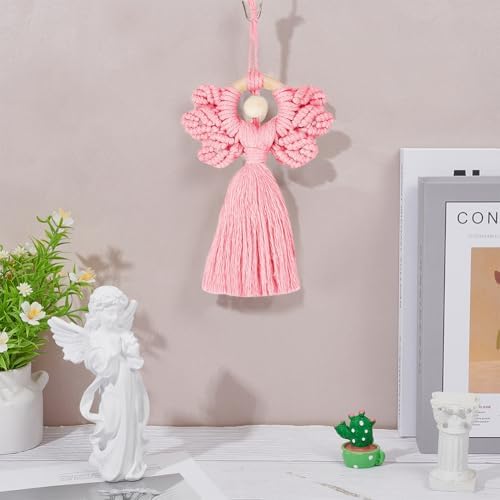 ORIGACH 3 Set DIY Angel Macrame Kit, Boho Wall Hanging Ornament for Beginners, Angel Wings Kit with Instruction Tutorial for Adults, Pink Blue & Green - Image 5