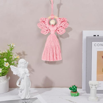ORIGACH 3 Set DIY Angel Macrame Kit, Boho Wall Hanging Ornament for Beginners, Angel Wings Kit with Instruction Tutorial for Adults, Pink Blue & Green - Image 5